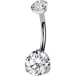 Titanio Piercing Ombelico Zirconi Filettatura Interna
