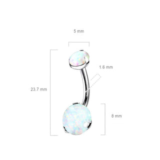 Titanio Piercing Ombelico Opale incastonato Filettatura Interna