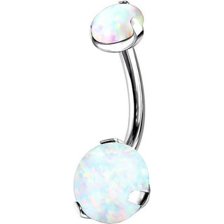 Titanio Piercing Ombelico Opale incastonato Filettatura Interna