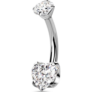 Titanio Piercing Ombelico Zircone a cuore incastonato Filettatura Interna