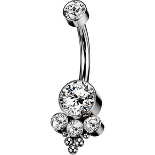 Titanio Piercing Ombelico Argento con zirconi e opale Filettatura Interna