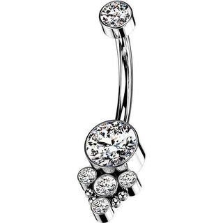 Titanio Piercing Ombelico Argento con opali e zirconi Filettatura Interna