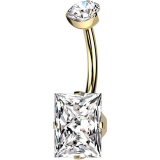 Titanio Piercing Ombelico Zircone quadrato Filettatura Interna
