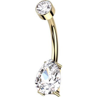 Titanio Piercing Ombelico Zircone a goccia Filettatura Interna