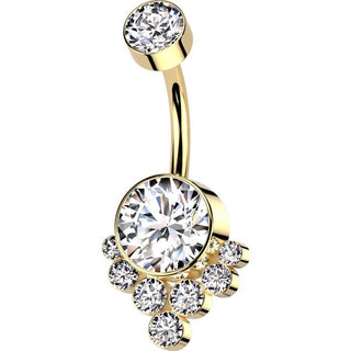 Titanio Piercing Ombelico Zirconi cluster Filettatura Interna