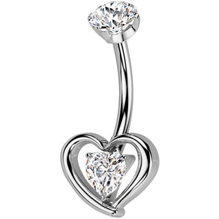 Titanio Piercing Ombelico Cuore in cuore zirconi Filettatura Interna