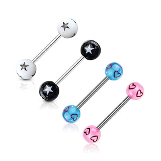 Barbell Sfera con design cuori o stelle, 4 pezzi