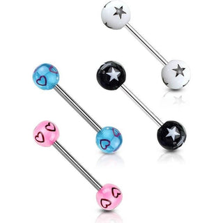 Barbell Sfera con design cuori o stelle, 4 pezzi