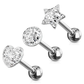 Barbell Lingua Sfera/Cuore/Stella, 3 pezzi