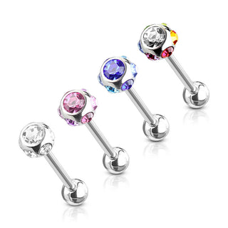 Barbell Sfere con zirconi, 4 pezzi