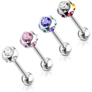 Barbell Sfere con zirconi, 4 pezzi