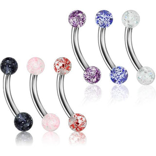 Piercing Sopracciglio Sfera ultrabrillante in acrilico, 6 pezzi
