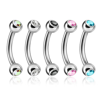 Piercing Sopracciglio Sfera argento con zircone, 5 pezzi