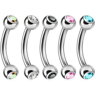Piercing Sopracciglio Sfera argento con zircone, 5 pezzi