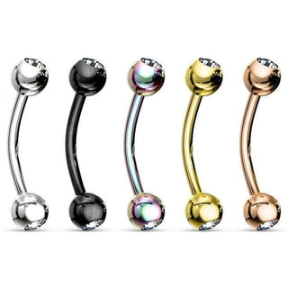 Piercing Sopracciglio Sfera con zircone, 5 pezzi