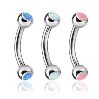 Piercing Sopracciglio Sfera con opale, 3 pezzi