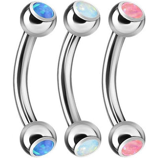 Piercing Sopracciglio Sfera con opale, 3 pezzi