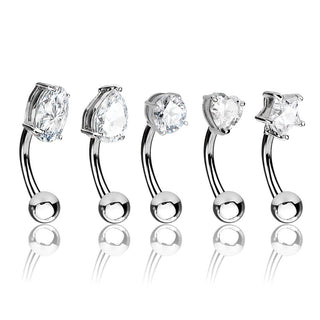 Piercing Sopracciglio Argento e zirconi, 5 pezzi