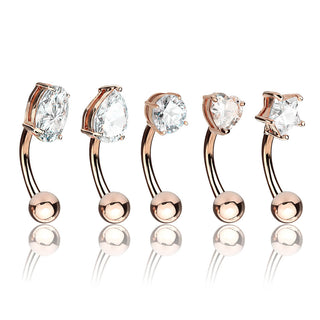 Piercing Sopracciglio Argento e zirconi, 5 pezzi