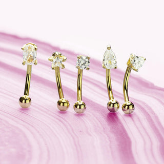 Piercing Sopracciglio Argento e zirconi, 5 pezzi