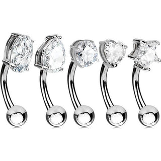 Piercing Sopracciglio Argento e zirconi, 5 pezzi