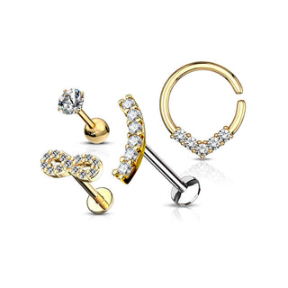 Barbell Set Labret anello pieghevole Pieghevole, 4 pezzi
