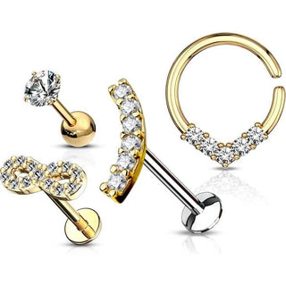 Barbell Set Labret anello pieghevole Pieghevole, 4 pezzi