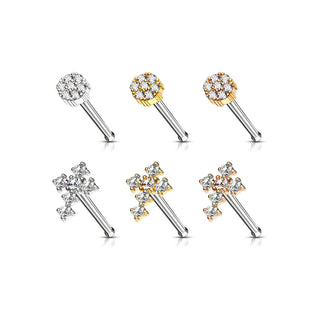 Stud Nasale Fiori e Croci di zirconi, 6 pezzi