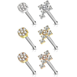 Stud Nasale Fiori e Croci di zirconi, 6 pezzi