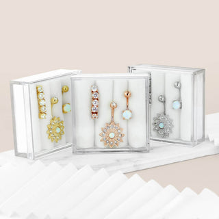 Piercing Ombelico Zirconi/Opali, 3 pezzi