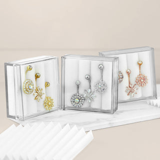 Piercing Ombelico Fiori Oro/Zirconi/Opali, 3 pezzi