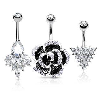 Piercing Ombelico Zirconi, 3 pezzi