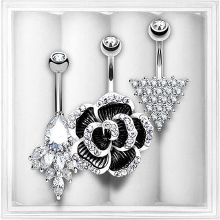 Piercing Ombelico Zirconi, 3 pezzi