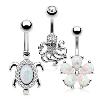 Piercing Ombelico Zirconi/opali/argento, 3 pezzi