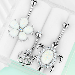 Piercing Ombelico Zirconi/opali/argento, 3 pezzi