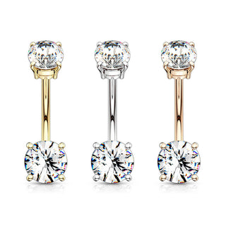 Piercing Ombelico Zirconi Filettatura Interna, 3 pezzi
