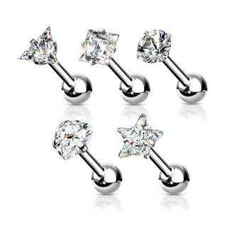 Barbell Argento e zirconi, 5 pezzi