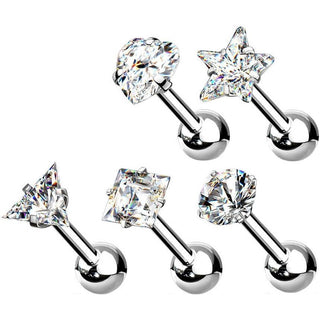 Barbell Argento e zirconi, 5 pezzi