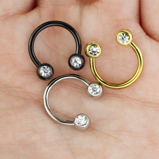Ferro di Cavallo Sfera con zircone, 6 pezzi