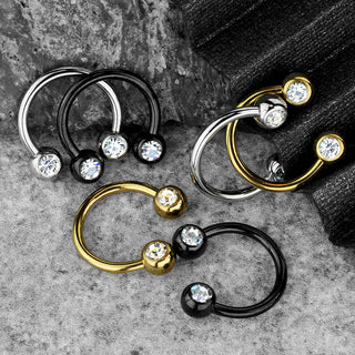 Ferro di Cavallo Sfera con zircone, 6 pezzi