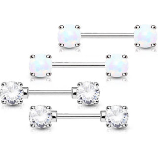 Piercing Capezzolo Sfera con zircone/opale, 2 pezzi