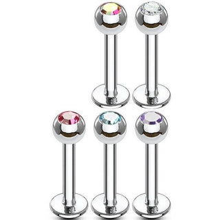 Labret Sfera argento e zircone, 5 pezzi