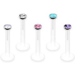 Labret Zircone tondo, 5 pezzi