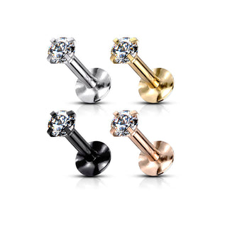 Labret Zircone tondo Filettatura Interna, 4 pezzi