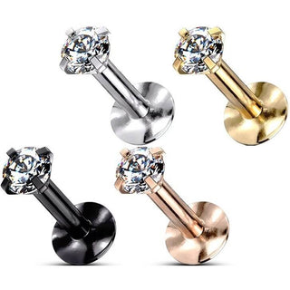 Labret Zircone tondo Filettatura Interna, 4 pezzi