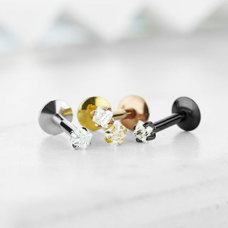 Labret Zircone quadrato Filettatura Interna, 4 pezzi