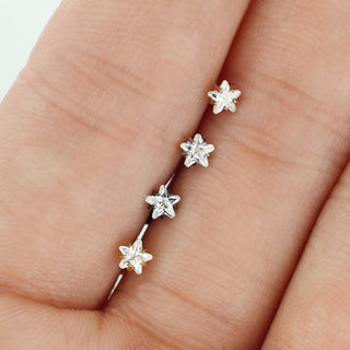 Labret Stella di zircone Filettatura Interna, 4 pezzi