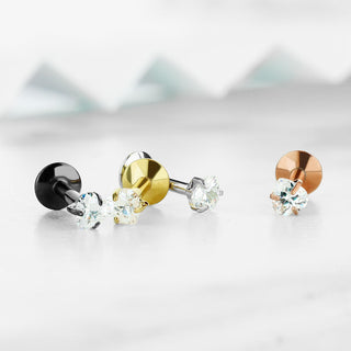 Labret Cuore di zircone Filettatura Interna, 4 pezzi