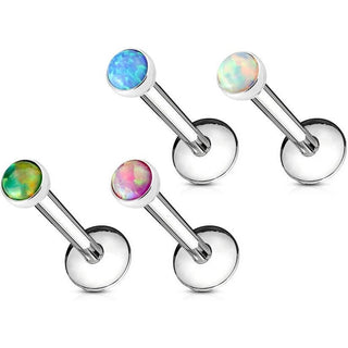 Labret Tondo di opale Filettatura Interna, 4 pezzi
