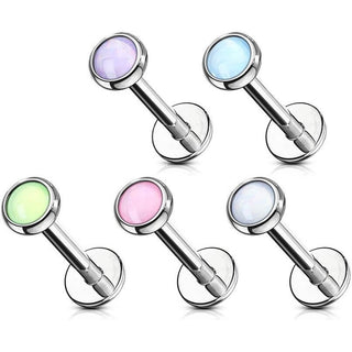 Labret Pietra sintentica brillante Filettatura Interna, 5 pezzi